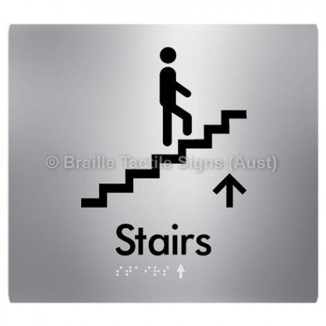 Braille Sign Stairs (Up) w/ Small Arrow: U - Braille Tactile Signs (Aust) - BTS238->U-aliS - Fully Custom Signs - Fast Shipping - High Quality - Australian Made & Owned