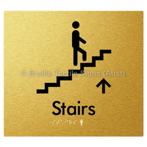 Braille Sign Stairs (Up) w/ Small Arrow: U - Braille Tactile Signs (Aust) - BTS238->U-aliG - Fully Custom Signs - Fast Shipping - High Quality - Australian Made & Owned