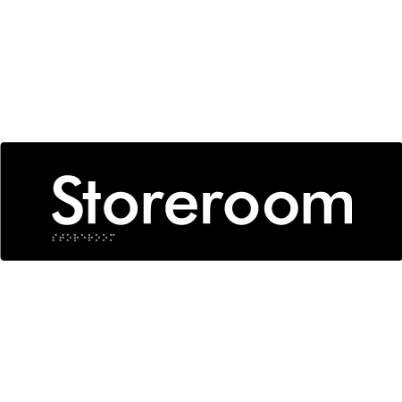 Braille Sign Storeroom - Braille Tactile Signs Aust. - BTS48-blk - Custom Signs - Fast Shipping - High Quality - Australian Made & Owned