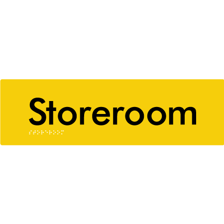 Braille Sign Storeroom - Braille Tactile Signs Aust. - BTS48-yel - Custom Signs - Fast Shipping - High Quality - Australian Made & Owned