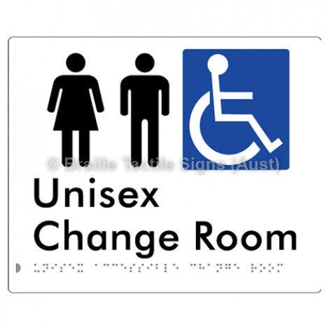 Braille Sign Unisex Accessible Change Room - Braille Tactile Signs (Aust) - BTS191n-wht - Fully Custom Signs - Fast Shipping - High Quality - Australian Made & Owned