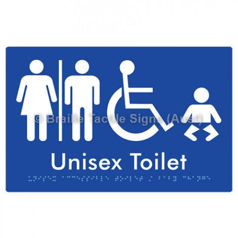 Braille Sign Unisex Accessible Toilet / Baby Change w/ Air Lock - Braille Tactile Signs (Aust) - BTS181-AL-blu - Fully Custom Signs - Fast Shipping - High Quality - Australian Made & Owned