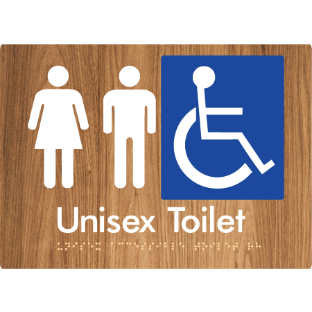 Braille Sign Unisex Accessible Toilet - Braille Tactile Signs Aust. - BTS210-wdg - Custom Signs - Fast Shipping - High Quality - Australian Made & Owned