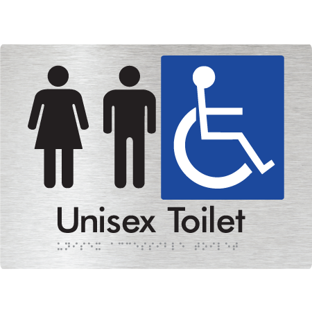 Braille Sign Unisex Accessible Toilet - Braille Tactile Signs Aust. - BTS210-aliB - Custom Signs - Fast Shipping - High Quality - Australian Made & Owned
