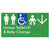 Unisex Accessible Toilet LH and Baby Change w/ Large Arrow: