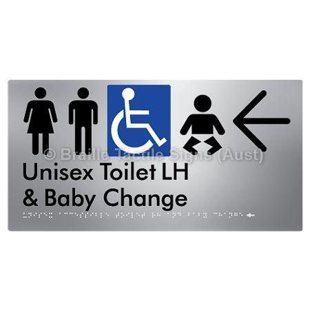 Unisex Accessible Toilet LH and Baby Change w/ Large Arrow:
