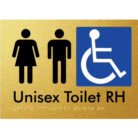 Braille Sign Unisex Accessible Toilet LH / RH - Braille Tactile Signs Aust. - BTS11RHn-aliG - Custom Signs - Fast Shipping - High Quality - Australian Made & Owned