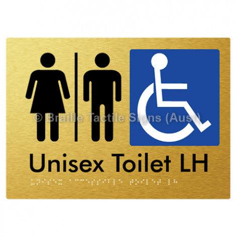 Braille Sign Unisex Accessible Toilet LH w/ Air Lock - Braille Tactile Signs (Aust) - BTS11LHn-AL-aliG - Fully Custom Signs - Fast Shipping - High Quality - Australian Made &amp; Owned