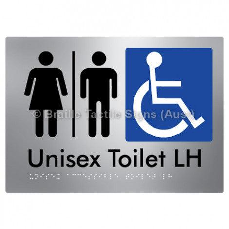Braille Sign Unisex Accessible Toilet LH w/ Air Lock - Braille Tactile Signs (Aust) - BTS11LHn-AL-aliS - Fully Custom Signs - Fast Shipping - High Quality - Australian Made &amp; Owned