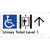 Unisex Accessible Toilet on Level 1 Via Lift w/ Large Arrow