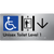 Unisex Accessible Toilet on Level 1 Via Lift w/ Large Arrow
