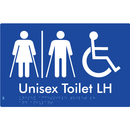 Braille Sign Unisex Accessible Toilet RH and Ambulant with Airlock - Braille Tactile Signs Aust. - BTS309RH-AL-blu - Custom Signs - Fast Shipping - High Quality - Australian Made & Owned