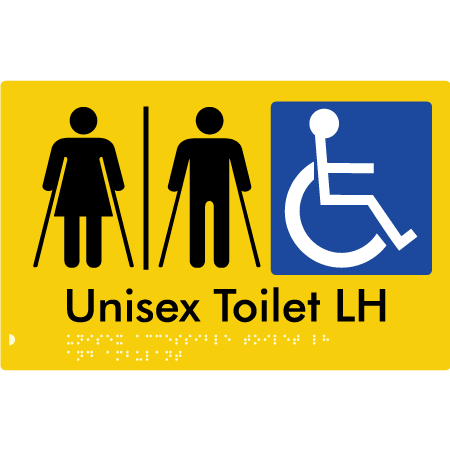 Braille Sign Unisex Accessible Toilet RH and Ambulant with Airlock - Braille Tactile Signs Aust. - BTS309RH-AL-yel - Custom Signs - Fast Shipping - High Quality - Australian Made & Owned