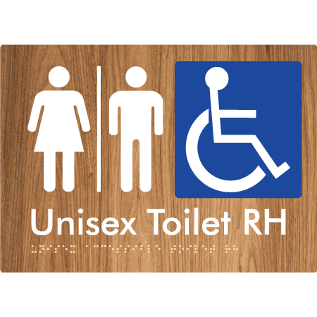 Braille Sign Unisex Accessible Toilet RH w/ Air Lock - Braille Tactile Signs Aust. - BTS11RHn-AL-wdg - Custom Signs - Fast Shipping - High Quality - Australian Made & Owned