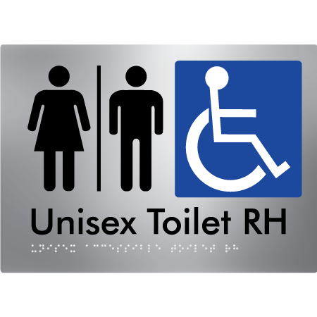Braille Sign Unisex Accessible Toilet RH w/ Air Lock - Braille Tactile Signs Aust. - BTS11RHn-AL-aliS - Custom Signs - Fast Shipping - High Quality - Australian Made & Owned