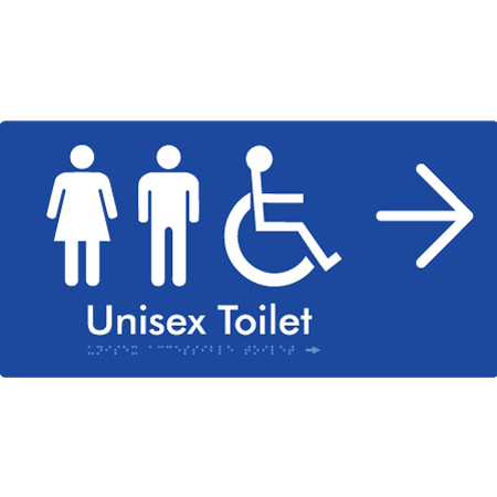 Braille Sign Unisex Accessible Toilet with Arrow - Braille Tactile Signs Aust. - BTS210->R-blu - Custom Signs - Fast Shipping - High Quality - Australian Made & Owned