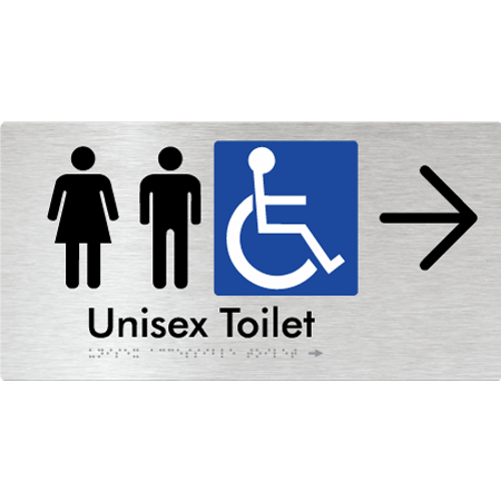 Braille Sign Unisex Accessible Toilet with Arrow - Braille Tactile Signs Aust. - BTS210->R-aliB - Custom Signs - Fast Shipping - High Quality - Australian Made & Owned