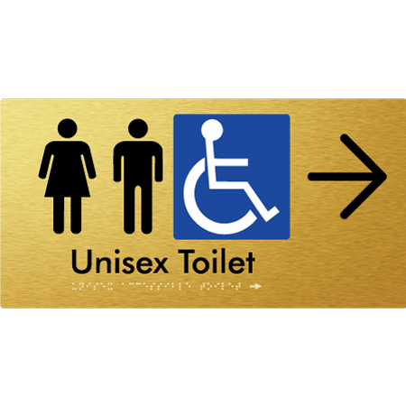 Braille Sign Unisex Accessible Toilet with Arrow - Braille Tactile Signs Aust. - BTS210->R-aliG - Custom Signs - Fast Shipping - High Quality - Australian Made & Owned