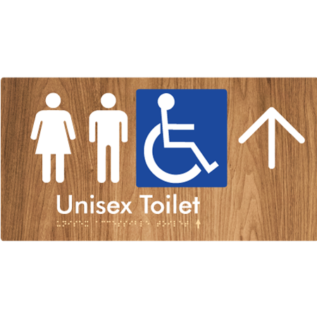Braille Sign Unisex Accessible Toilet with Arrow - Braille Tactile Signs Aust. - BTS210->U-wdg - Custom Signs - Fast Shipping - High Quality - Australian Made & Owned