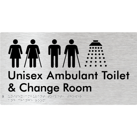 Braille Sign Unisex Ambulant Toilet & Change Room - Braille Tactile Signs Aust. - BTS415-aliB - Custom Signs - Fast Shipping - High Quality - Australian Made & Owned