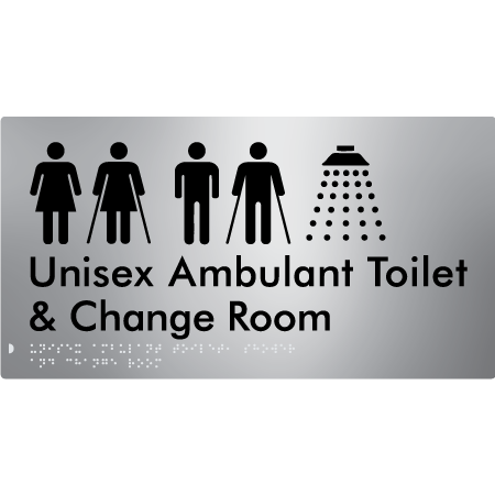 Braille Sign Unisex Ambulant Toilet & Change Room - Braille Tactile Signs Aust. - BTS415-aliS - Custom Signs - Fast Shipping - High Quality - Australian Made & Owned