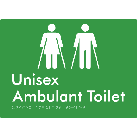 Braille Sign Unisex Ambulant Toilet - Braille Tactile Signs Aust. - BTS224n-grn - Custom Signs - Fast Shipping - High Quality - Australian Made & Owned