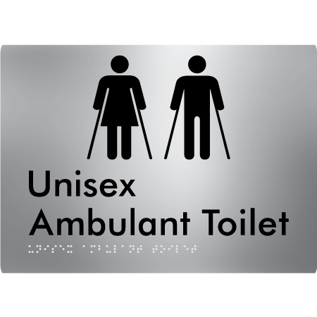 Braille Sign Unisex Ambulant Toilet - Braille Tactile Signs Aust. - BTS224n-aliS - Custom Signs - Fast Shipping - High Quality - Australian Made & Owned