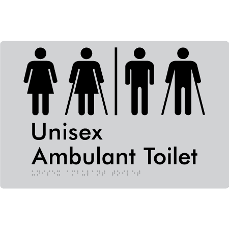 Braille Sign Unisex Ambulant Toilet with Airlock - Braille Tactile Signs Aust. - BTS397-AL-slv - Custom Signs - Fast Shipping - High Quality - Australian Made & Owned