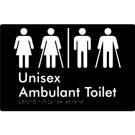 Braille Sign Unisex Ambulant Toilet with Airlock - Braille Tactile Signs Aust. - BTS397-AL-blk - Custom Signs - Fast Shipping - High Quality - Australian Made & Owned