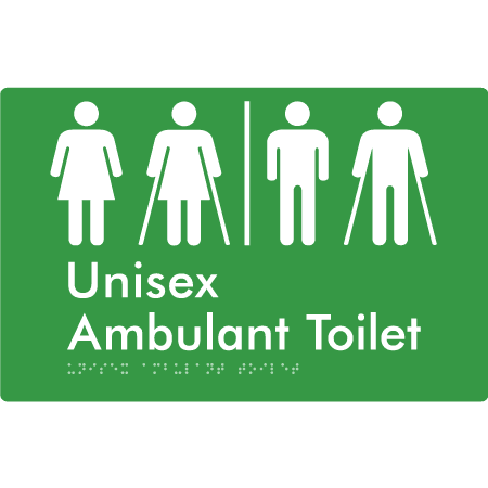 Braille Sign Unisex Ambulant Toilet with Airlock - Braille Tactile Signs Aust. - BTS397-AL-grn - Custom Signs - Fast Shipping - High Quality - Australian Made & Owned