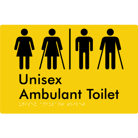Braille Sign Unisex Ambulant Toilet with Airlock - Braille Tactile Signs Aust. - BTS397-AL-yel - Custom Signs - Fast Shipping - High Quality - Australian Made & Owned