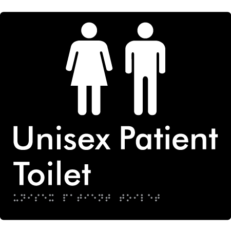 Braille Sign Unisex Patient Toilet - Braille Tactile Signs Aust. - BTS352-blk - Custom Signs - Fast Shipping - High Quality - Australian Made & Owned