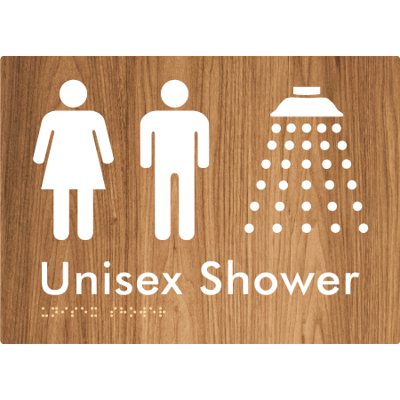 Braille Sign Unisex Shower - Braille Tactile Signs Aust. - BTS08n-wdg - Custom Signs - Fast Shipping - High Quality - Australian Made & Owned