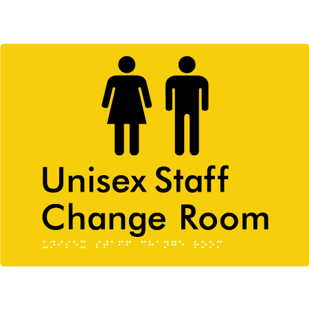 Braille Sign Unisex Staff Change Room - Braille Tactile Signs Aust. - BTS344-yel - Custom Signs - Fast Shipping - High Quality - Australian Made & Owned