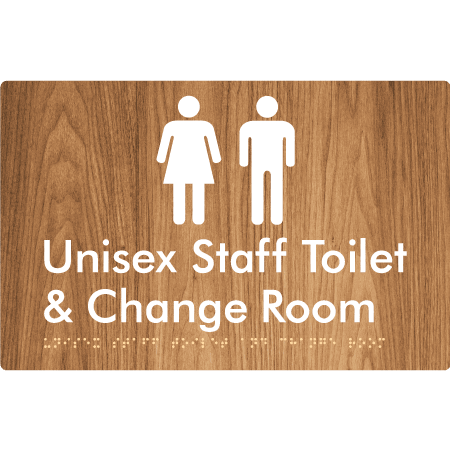 Braille Sign Unisex Staff Toilet & Change Room - Braille Tactile Signs Aust. - BTS388-wdg - Custom Signs - Fast Shipping - High Quality - Australian Made & Owned