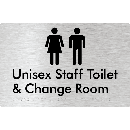 Braille Sign Unisex Staff Toilet & Change Room - Braille Tactile Signs Aust. - BTS388-aliB - Custom Signs - Fast Shipping - High Quality - Australian Made & Owned