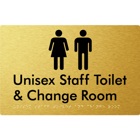 Braille Sign Unisex Staff Toilet & Change Room - Braille Tactile Signs Aust. - BTS388-aliG - Custom Signs - Fast Shipping - High Quality - Australian Made & Owned