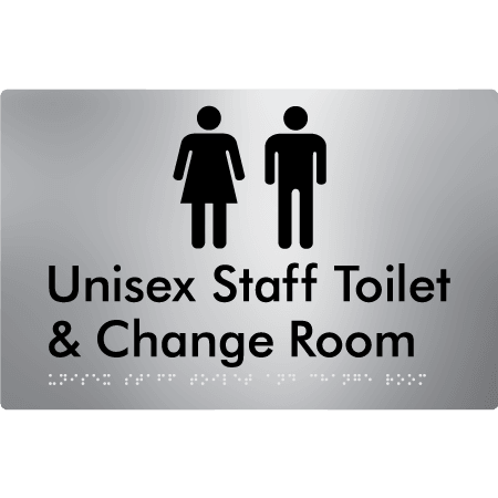 Braille Sign Unisex Staff Toilet & Change Room - Braille Tactile Signs Aust. - BTS388-aliS - Custom Signs - Fast Shipping - High Quality - Australian Made & Owned