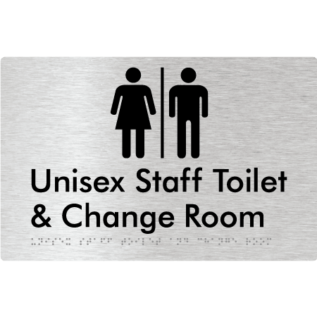 Braille Sign Unisex Staff Toilet & Change Room with Air Lock - Braille Tactile Signs Aust. - BTS388-AL-aliB - Custom Signs - Fast Shipping - High Quality - Australian Made & Owned