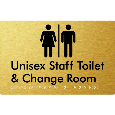 Braille Sign Unisex Staff Toilet & Change Room with Air Lock - Braille Tactile Signs Aust. - BTS388-AL-aliG - Custom Signs - Fast Shipping - High Quality - Australian Made & Owned