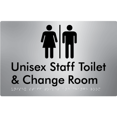 Braille Sign Unisex Staff Toilet & Change Room with Air Lock - Braille Tactile Signs Aust. - BTS388-AL-aliS - Custom Signs - Fast Shipping - High Quality - Australian Made & Owned