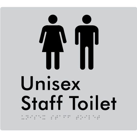 Braille Sign Unisex Staff Toilet - Braille Tactile Signs Aust. - BTS42n-slv - Custom Signs - Fast Shipping - High Quality - Australian Made & Owned