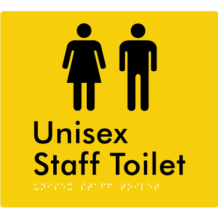 Braille Sign Unisex Staff Toilet - Braille Tactile Signs Aust. - BTS42n-yel - Custom Signs - Fast Shipping - High Quality - Australian Made & Owned