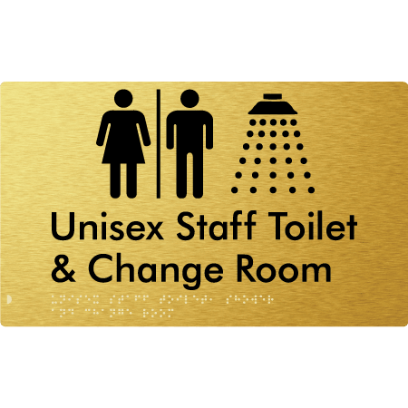 Braille Sign Unisex Staff Toilet, Shower & Change Room with Air Lock - Braille Tactile Signs Aust. - BTS389-AL-aliG - Custom Signs - Fast Shipping - High Quality - Australian Made & Owned