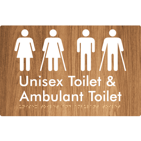 Braille Sign Unisex Toilet & Ambulant Toilet - Braille Tactile Signs Aust. - BTS404-wdg - Custom Signs - Fast Shipping - High Quality - Australian Made & Owned