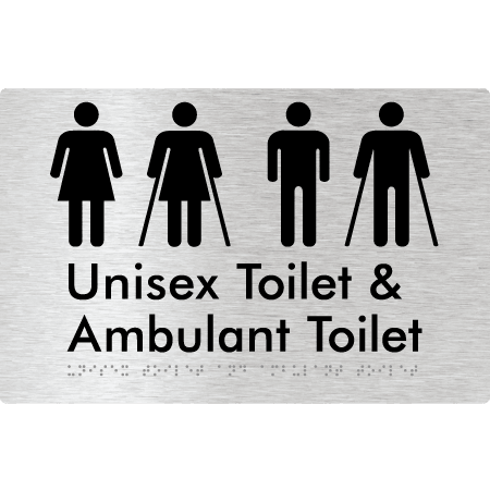Braille Sign Unisex Toilet & Ambulant Toilet - Braille Tactile Signs Aust. - BTS404-aliB - Custom Signs - Fast Shipping - High Quality - Australian Made & Owned