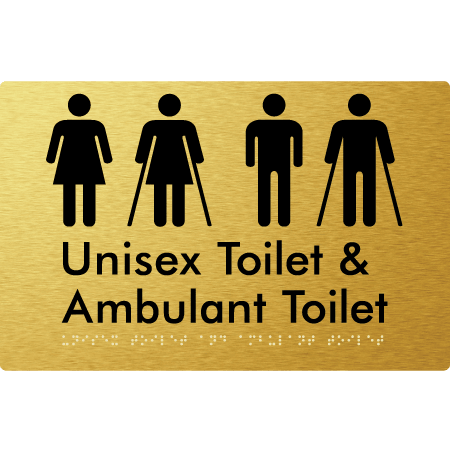 Braille Sign Unisex Toilet & Ambulant Toilet - Braille Tactile Signs Aust. - BTS404-aliG - Custom Signs - Fast Shipping - High Quality - Australian Made & Owned