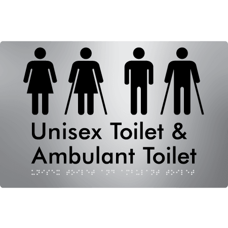 Braille Sign Unisex Toilet & Ambulant Toilet - Braille Tactile Signs Aust. - BTS404-aliS - Custom Signs - Fast Shipping - High Quality - Australian Made & Owned
