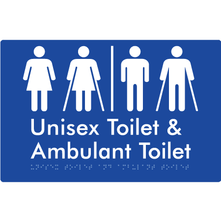 Braille Sign Unisex Toilet & Ambulant Toilet with Air Lock - Braille Tactile Signs Aust. - BTS404-AL-blu - Custom Signs - Fast Shipping - High Quality - Australian Made & Owned
