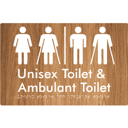 Braille Sign Unisex Toilet & Ambulant Toilet with Air Lock - Braille Tactile Signs Aust. - BTS404-AL-wdg - Custom Signs - Fast Shipping - High Quality - Australian Made & Owned